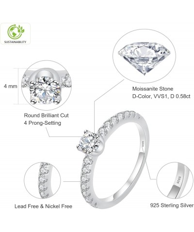 5 Stone Moissanite Rings, Lab Created Diamond Wedding Band D Color VVS1 Clarity with 18K White Gold S925 Sterling Silver Eter...