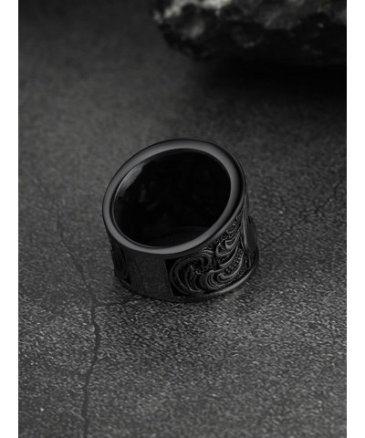 Masonic Signet Rings for Men, Stainless Steel Freemason Jewelry, Punk Biker Thumb Ring with Delicate Packaging 01. Mason-Blac...