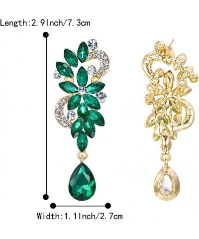 Women's Bohemian Boho Crystal Flower Wedding Bridal Chandelier Teardrop Bling Dangle Earrings 08-Emerald Color Gold-Tone $9.3...