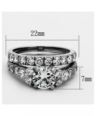 His and Her 3 Piece Stainless Steel 2.50 Carat Cubic Zirconia Bridal Set and Men's Wedding Band Women's Size 08 Men's Size 13...