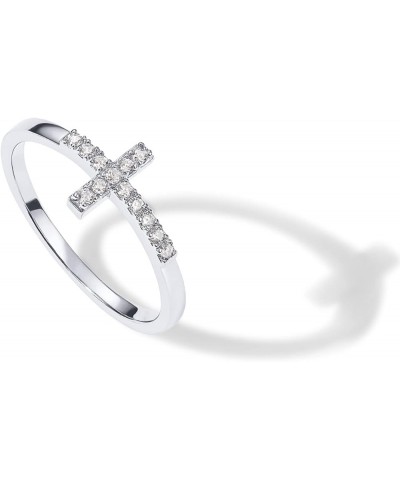 14K Gold Plated CZ Cross Ring | Eternity Promise Ring for Her | Infinity Wedding Band Ring White Gold $9.87 Rings