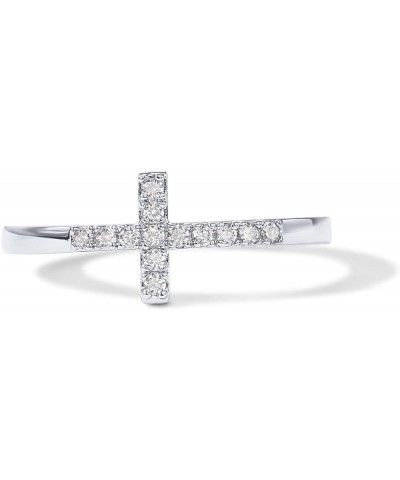 14K Gold Plated CZ Cross Ring | Eternity Promise Ring for Her | Infinity Wedding Band Ring White Gold $9.87 Rings