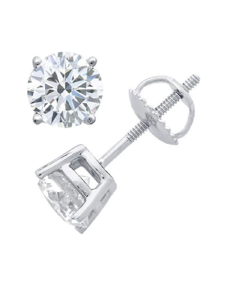 Round Diamond stud (IGI Certified 0.70 ct & up) ScrewBack 14K 0.04ct-2.00ct Clarity-I3 White Gold 0.35 carats $50.33 Earrings