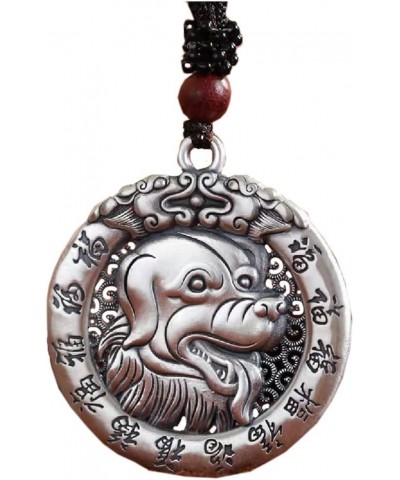 Men's Women's Vintage Chinese Zodiac Signet Pendant Necklace with Chain Amulet Jewelry Dog loyalty $9.17 Necklaces