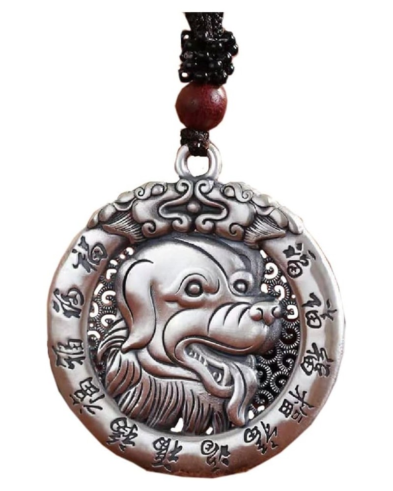 Men's Women's Vintage Chinese Zodiac Signet Pendant Necklace with Chain Amulet Jewelry Dog loyalty $9.17 Necklaces