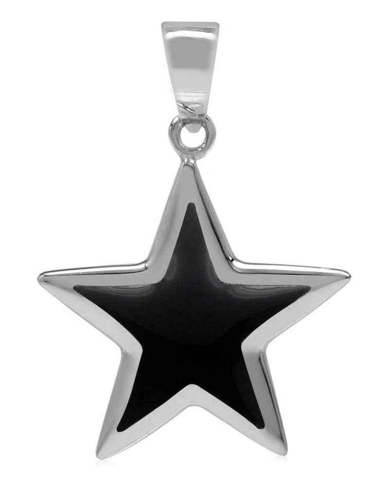 Star Shape Inlay White Gold Plated or 18K Yellow Gold Plated 925 Sterling Silver Five Point Star Small Size Pendant Jewelry f...