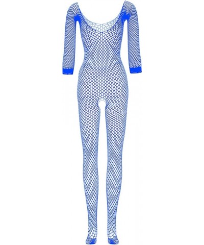 Womens Fishnet Bodystocking Sparkle Rhinestone Sexy Mesh Full Body Stockings Babydoll Teddy Bodycon Jumpsuit Lingerie Zu6-blu...