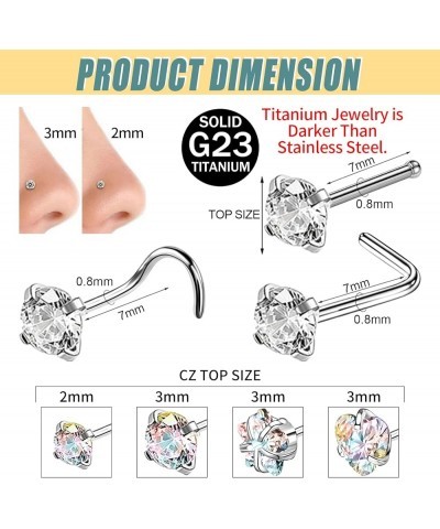 Grade 23 Titanium Nose Rings Studs, 20G Cute Nose Stud Rings for Women, Tiny Nose Piercing Jewelry Nose Bone/Screws/L Shaped ...