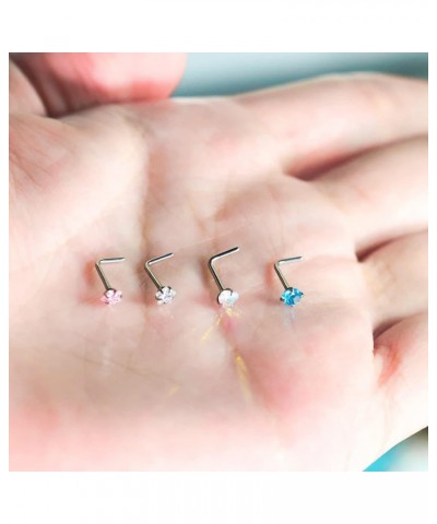 Grade 23 Titanium Nose Rings Studs, 20G Cute Nose Stud Rings for Women, Tiny Nose Piercing Jewelry Nose Bone/Screws/L Shaped ...