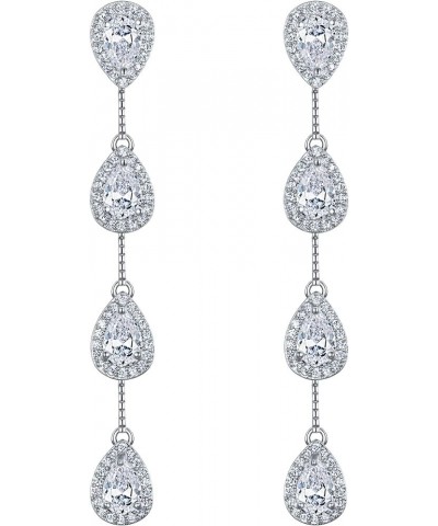 Women's Teardrop Chandelier Dangle Earrings Cubic Zirconia Wedding Bridal Long Drop Earrings Clear $12.59 Earrings