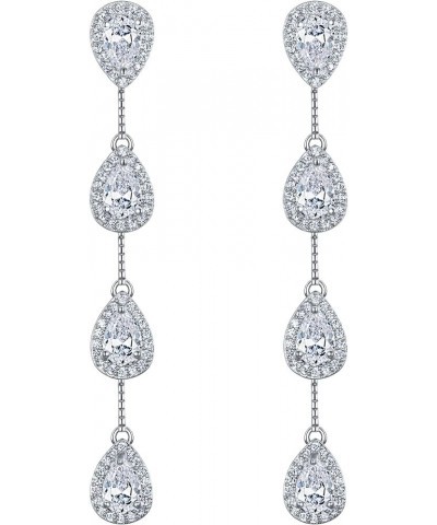 Women's Teardrop Chandelier Dangle Earrings Cubic Zirconia Wedding Bridal Long Drop Earrings Clear $12.59 Earrings