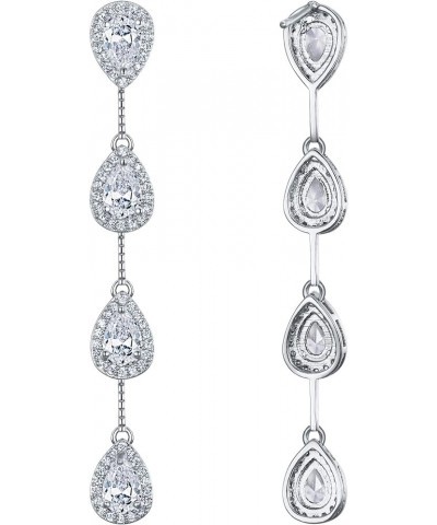 Women's Teardrop Chandelier Dangle Earrings Cubic Zirconia Wedding Bridal Long Drop Earrings Clear $12.59 Earrings