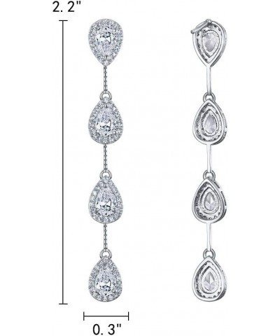 Women's Teardrop Chandelier Dangle Earrings Cubic Zirconia Wedding Bridal Long Drop Earrings Clear $12.59 Earrings