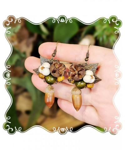 Natural Pine Cone Acorn Earrings Handmade Earrings Flower Leaf Earrings for Women - Nature'S Delight Style2 $9.53 Earrings