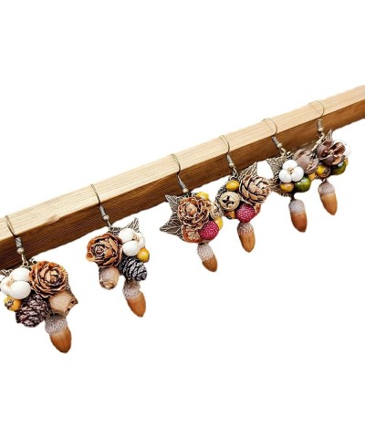 Natural Pine Cone Acorn Earrings Handmade Earrings Flower Leaf Earrings for Women - Nature'S Delight Style2 $9.53 Earrings