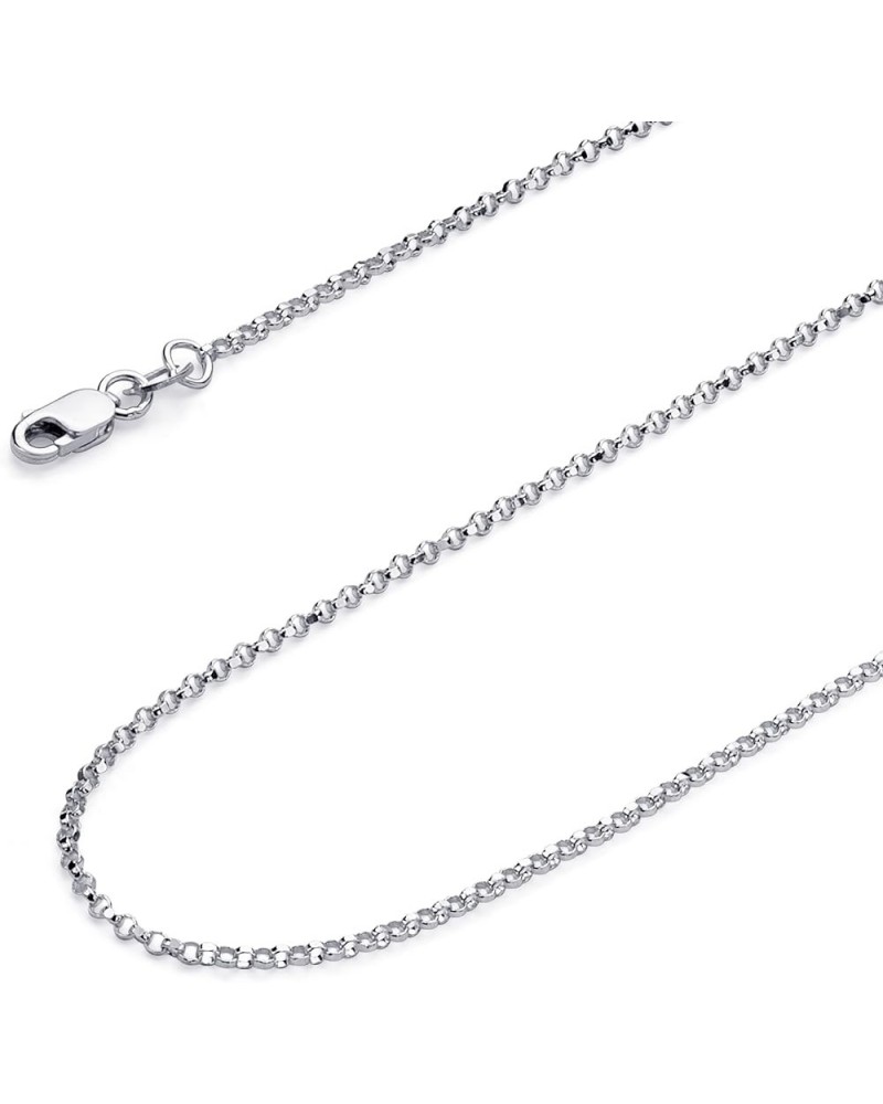 14K Solid Gold Rolo Chains (Select Options) 16 Inches White Gold $72.54 Necklaces