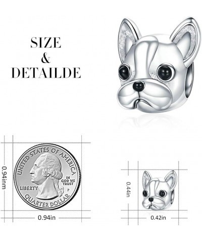 Dog Charm 925 Sterling Silver, Cute Loyal Partners French Bulldog Doggy Animal Pet Bead Charms fit Charms for Bracelets Jewel...