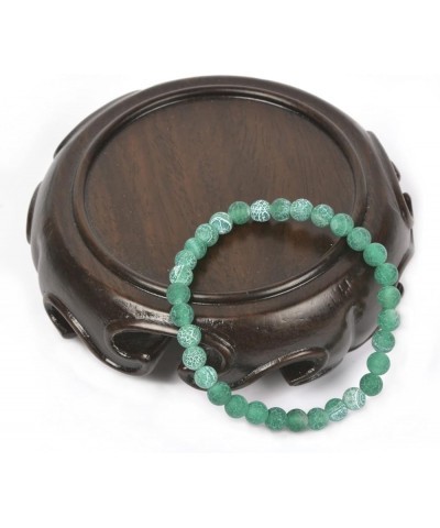 Gem Semi Precious Gemstone 6mm Round Beads Stretch Bracelet 6.5 Inch Unisex Green Weathered Agate $12.97 Bracelets