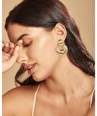 Gold Geometric Earrings for Women Big Circle Drop Earrings Gold Statement Dangle Earrings Gold Circle Earrings $10.79 Earrings