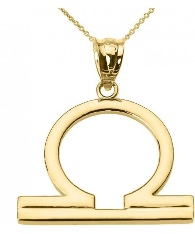 10K Yellow Gold Zodiac Astrological Sign Charm Personalized Pendant Necklace - Choice of Symbol & Chain Length 18" Libra: Sep...