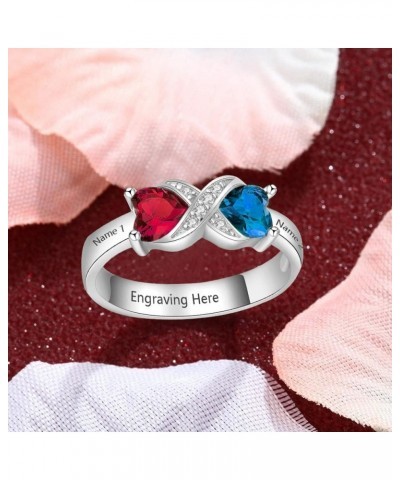 Personalized Mothers Ring with 1-2 Birthstones for Mom Engraved Name Sterling Silver Ring Couple Engagement Promise Rings for...