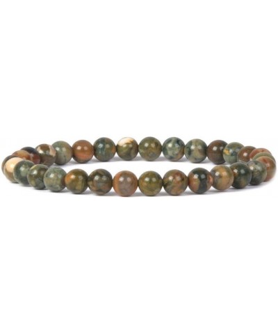 Gem Semi Precious Gemstone 6mm Round Beads Stretch Bracelet 6.5 Inch Unisex Rhyolite Jasper $12.97 Bracelets