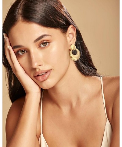 Gold Geometric Earrings for Women Big Circle Drop Earrings Gold Statement Dangle Earrings Gold Circle Earrings $10.79 Earrings