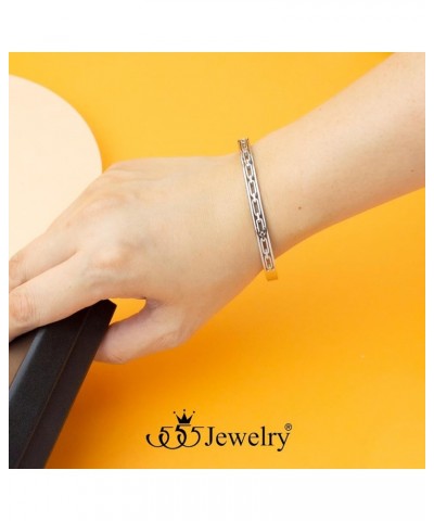 Stainless Steel Hinged Chain Pattern Bangle Bracelet for Women & Men Silver $11.19 Bracelets