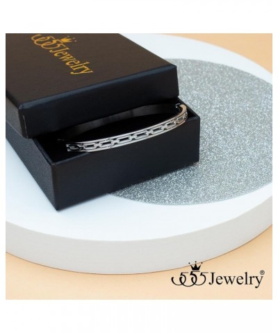 Stainless Steel Hinged Chain Pattern Bangle Bracelet for Women & Men Silver $11.19 Bracelets