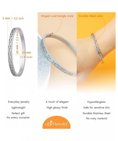 Stainless Steel Hinged Chain Pattern Bangle Bracelet for Women & Men Silver $11.19 Bracelets