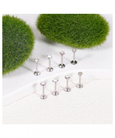 8Pcs 16-20G Stainless Steel Threadless Push in Nose Rings Studs for Women CZ Tragus Earring Set Labret Monroe Medusa Piercing...