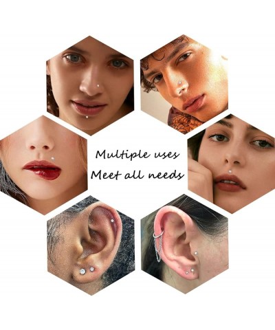 8Pcs 16-20G Stainless Steel Threadless Push in Nose Rings Studs for Women CZ Tragus Earring Set Labret Monroe Medusa Piercing...