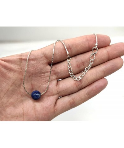 bb Crystal Necklace with 10mm bb Stone Bead - Beaded Pendant Women Jewelry Silver Adjustable Chain and Premium Velvet Pouch S...