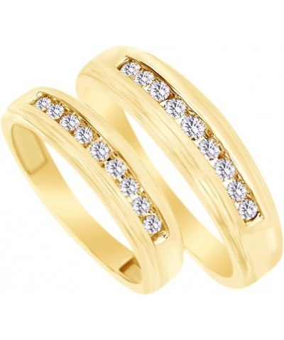 White Natural Diamond His and Hers Wedding Band Ring Set 14K Yellow Gold (0.38 Cttw) Men Size - 11 Women Size - 5 $434.24 Sets