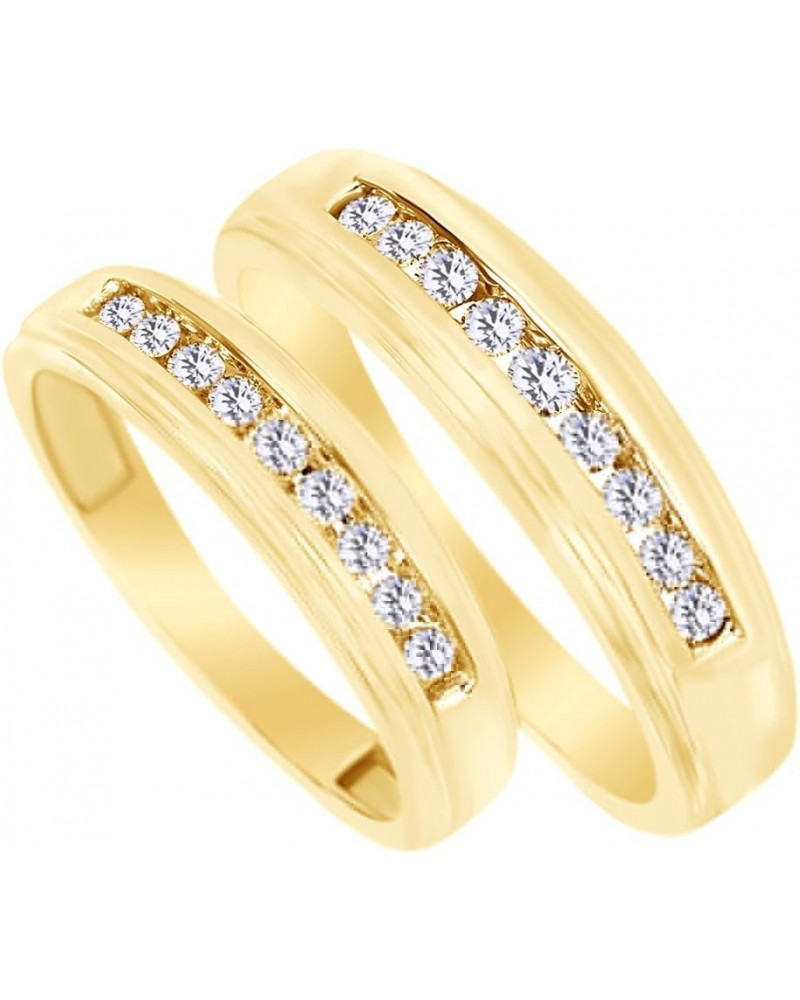 White Natural Diamond His and Hers Wedding Band Ring Set 14K Yellow Gold (0.38 Cttw) Men Size - 11 Women Size - 5 $434.24 Sets