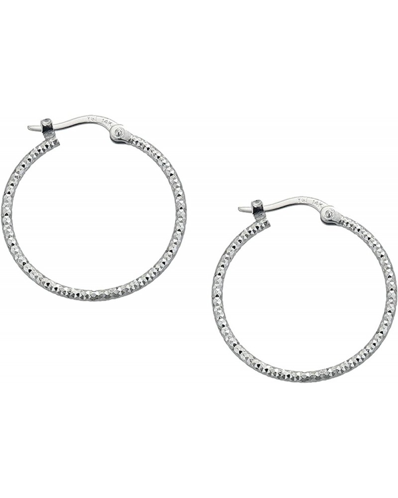 14K Gold Solid Polished Diamond Cut Hoop Earrings for Women | 1.50mm Thick | Italian Gold Hoops | Hoop Earrings | Secure Clic...