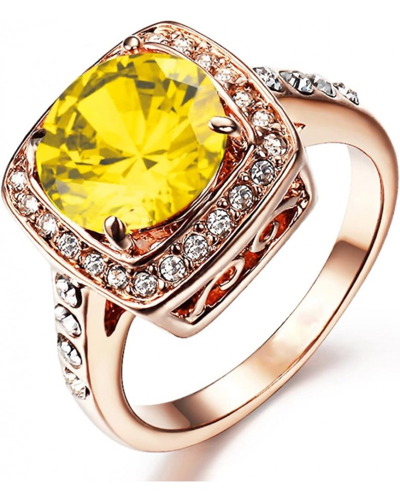 Acefeel Yellow Shinning Cubic Zirconia Topaz Rings For Women 18K Rose Gold Plated 01 Gold Sunflower Yellow $11.72 Rings