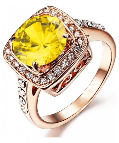 Acefeel Yellow Shinning Cubic Zirconia Topaz Rings For Women 18K Rose Gold Plated 01 Gold Sunflower Yellow $11.72 Rings