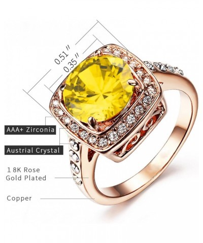 Acefeel Yellow Shinning Cubic Zirconia Topaz Rings For Women 18K Rose Gold Plated 01 Gold Sunflower Yellow $11.72 Rings