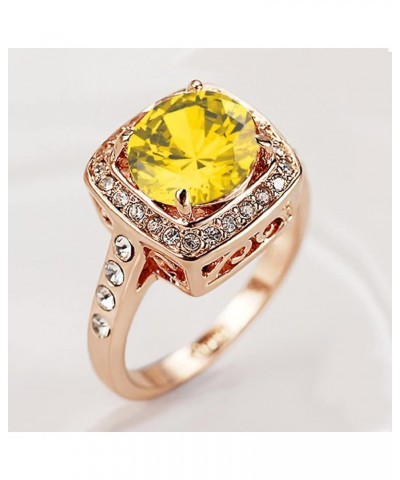 Acefeel Yellow Shinning Cubic Zirconia Topaz Rings For Women 18K Rose Gold Plated 01 Gold Sunflower Yellow $11.72 Rings