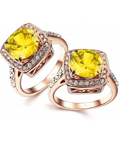 Acefeel Yellow Shinning Cubic Zirconia Topaz Rings For Women 18K Rose Gold Plated 01 Gold Sunflower Yellow $11.72 Rings