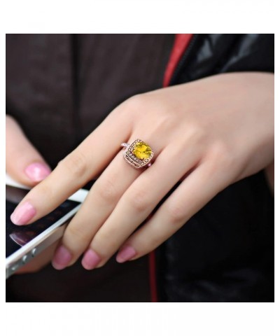 Acefeel Yellow Shinning Cubic Zirconia Topaz Rings For Women 18K Rose Gold Plated 01 Gold Sunflower Yellow $11.72 Rings