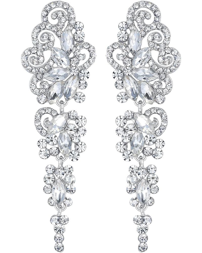 Marquise Crystal Bridal Chandelier Dangle Drop Earrings Ladies Gifts in Silver/Gold Tone I-Clear Earrings Pin $10.99 Earrings