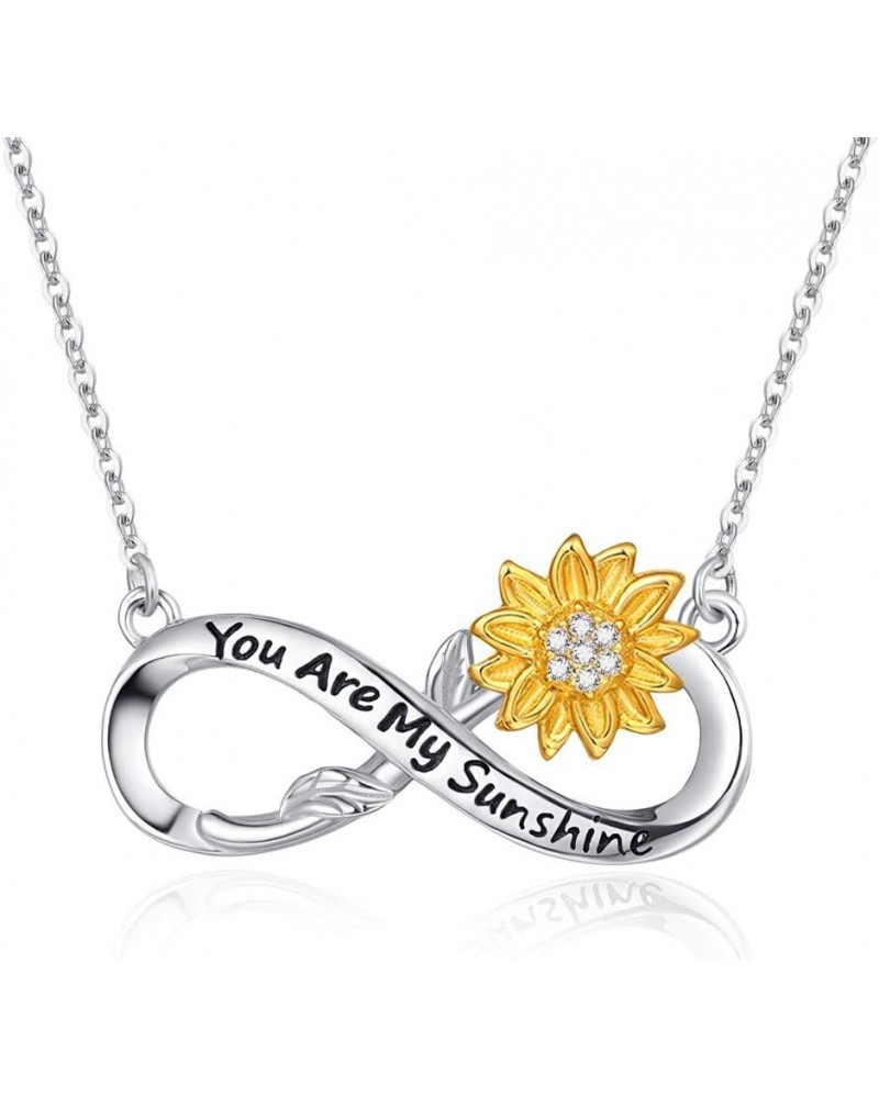 Sunflower Necklace 925 Sterling Silver You are My Sunshine Necklace Heart Pendant Engraved Jewelry Anniversary Birthday Gifts...