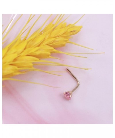 14k Gold Nose Stud Real Gold Nose Rings 20g Yellow Gold Nose Stud Star,Heart,Round Cubic Zirconia 20G Hypoallergenic Nose Pie...