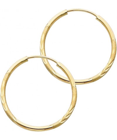 14K Yellow Or White Gold Earrings 1.5mm Bud Diamond-Cut Endless Hoop 23.0 Millimeters Yellow Gold $40.59 Earrings