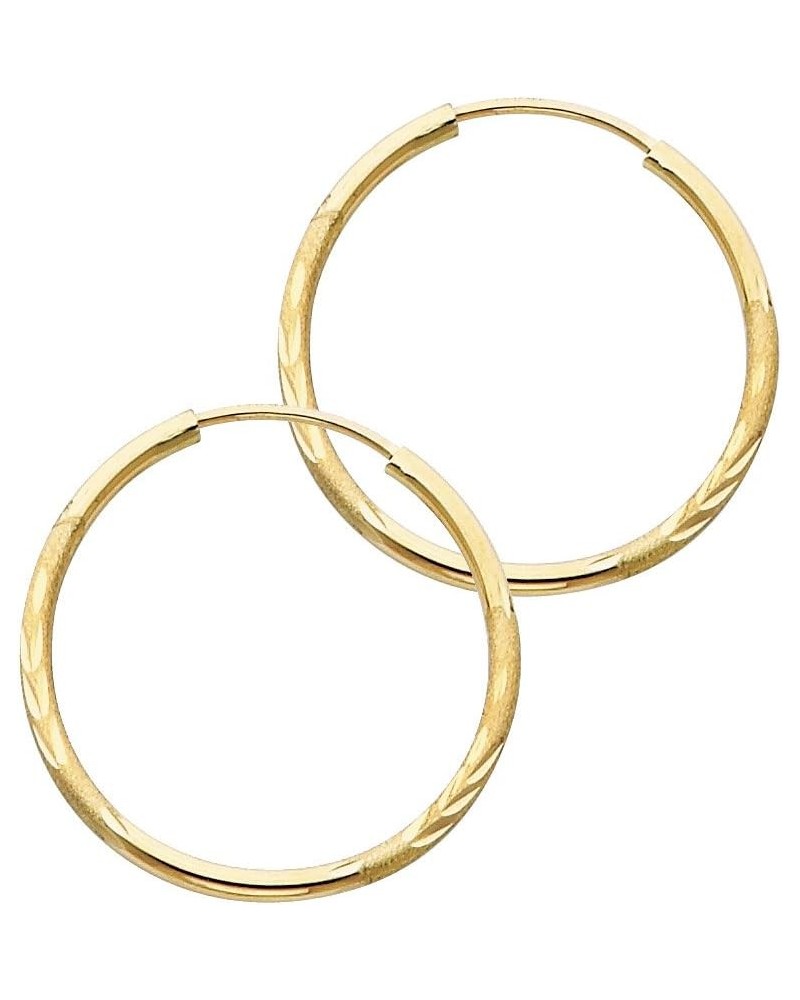 14K Yellow Or White Gold Earrings 1.5mm Bud Diamond-Cut Endless Hoop 23.0 Millimeters Yellow Gold $40.59 Earrings