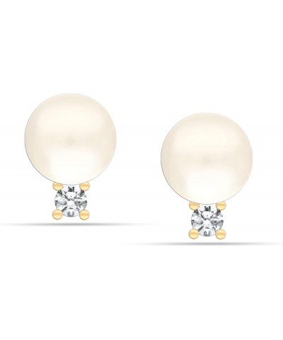 925 Sterling Silver Jewelry Gold-Plated CZ Pearl Stud Earrings for Womens $16.49 Earrings