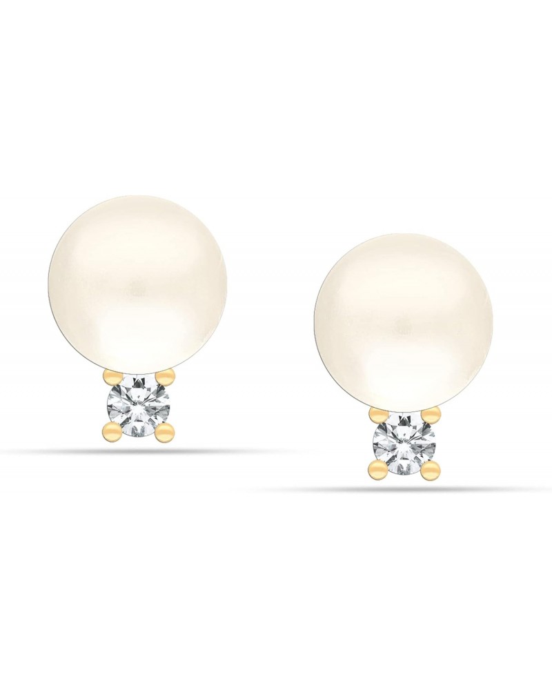 925 Sterling Silver Jewelry Gold-Plated CZ Pearl Stud Earrings for Womens $16.49 Earrings