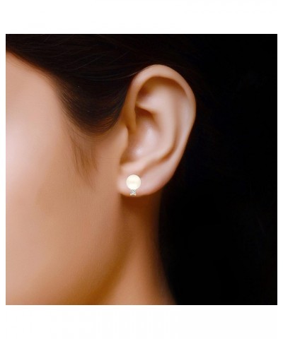 925 Sterling Silver Jewelry Gold-Plated CZ Pearl Stud Earrings for Womens $16.49 Earrings